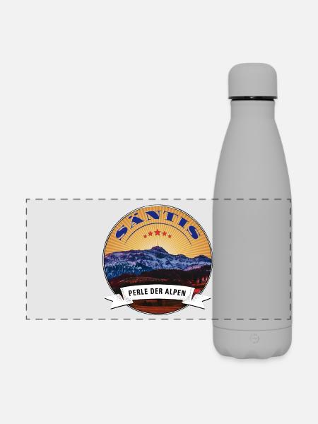 Säntis Perle der Alpen - Matte Panorama Isolierflasche 500 ml - Grau