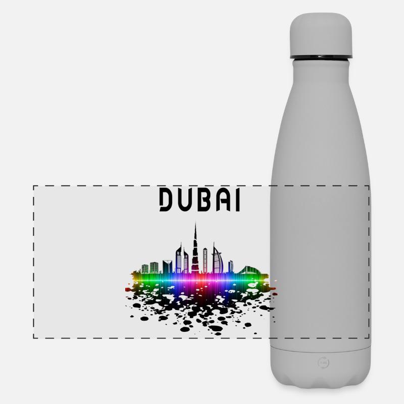 Dubai Skyline Splash Design / Cadeau - Gourde isotherme panoramique mate 500 ml - gris