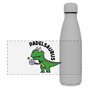 Dinosaurier Padel Spieler Schläger Ball Spruch - Matte Panorama Isolierflasche 500 ml - Grau - Vorne