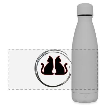 Chats jumeaux rouges / noirs - Gourde isotherme panoramique mate 500 ml - gris - Devant