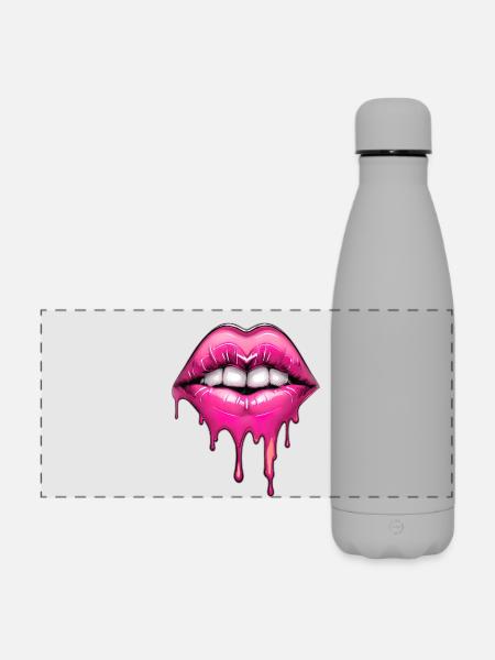 Lippen - Matte Panorama Isolierflasche 500 ml - Grau
