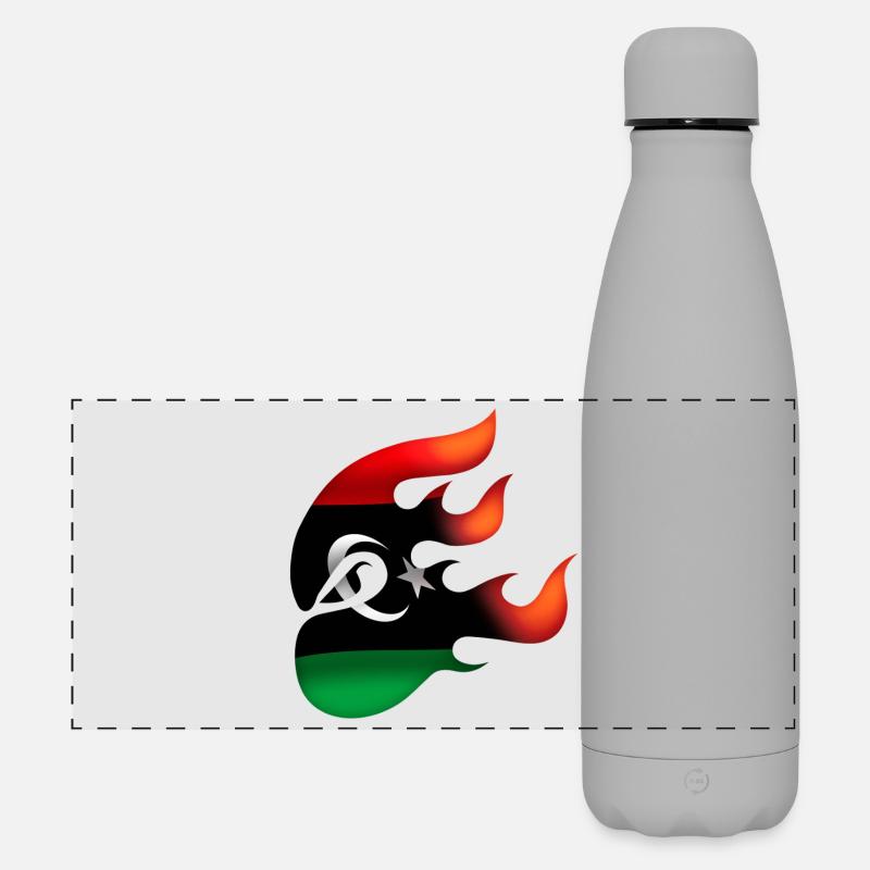 Flag of Libya - Libya - Ninja - Matte Panoramic Thermal Bottle 500 ml - grey
