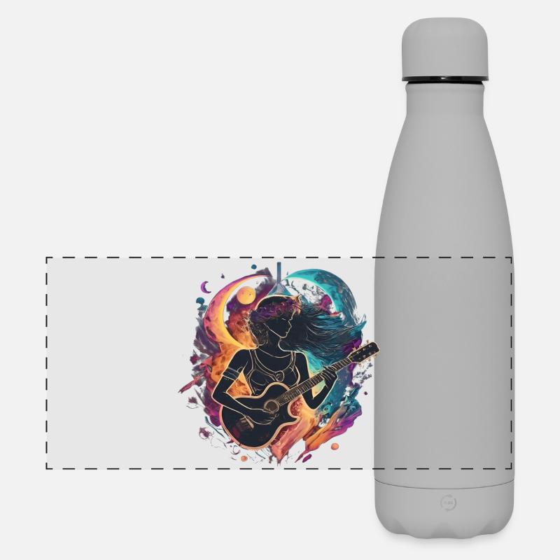 Celestial Guitarist Art Illustration - Matte Panoramic Thermal Bottle 500 ml - grey