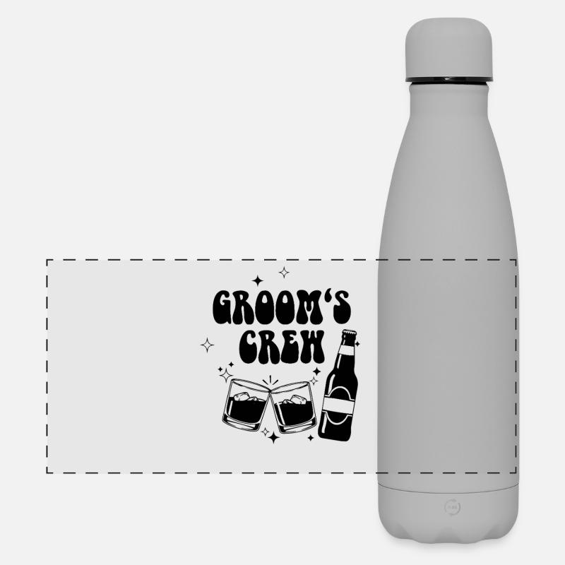 Groom's Crew - Matte Panorama Isolierflasche 500 ml - Grau