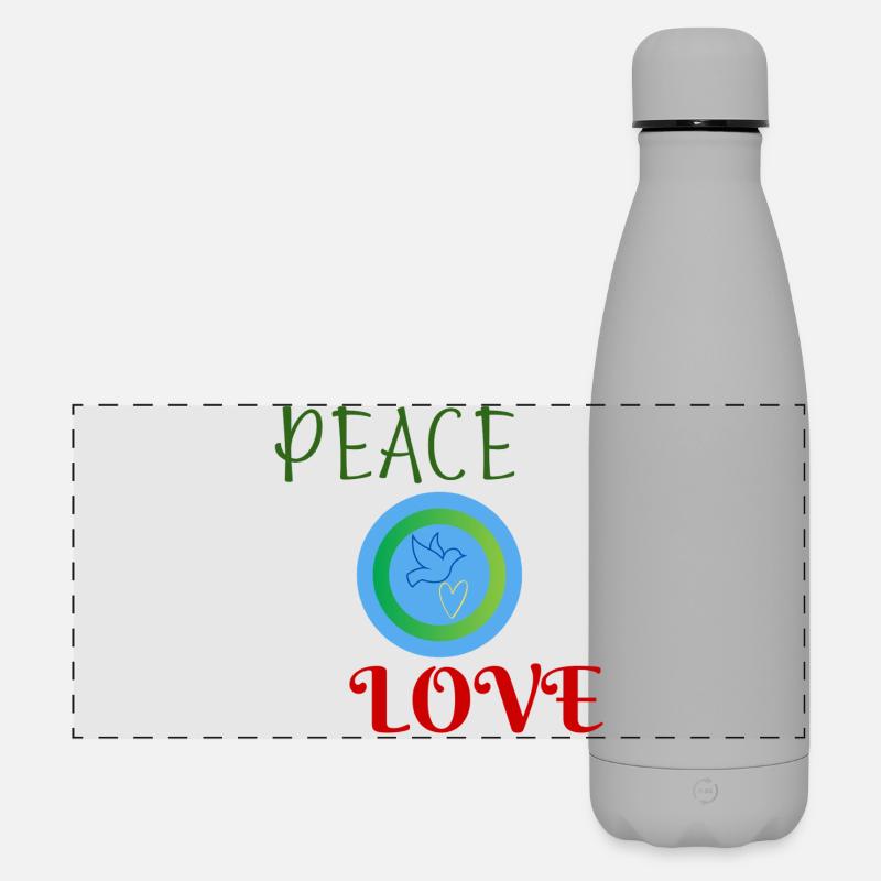 Frieden und Liebe - Matte Panorama Isolierflasche 500 ml - Grau