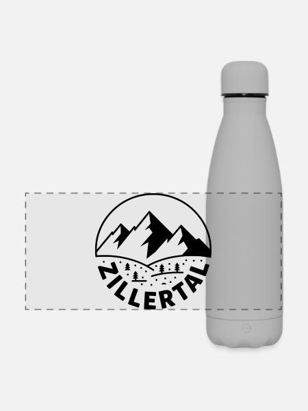 Zillertal - Souvenir Design - Matte Panorama Isolierflasche 500 ml - Grau
