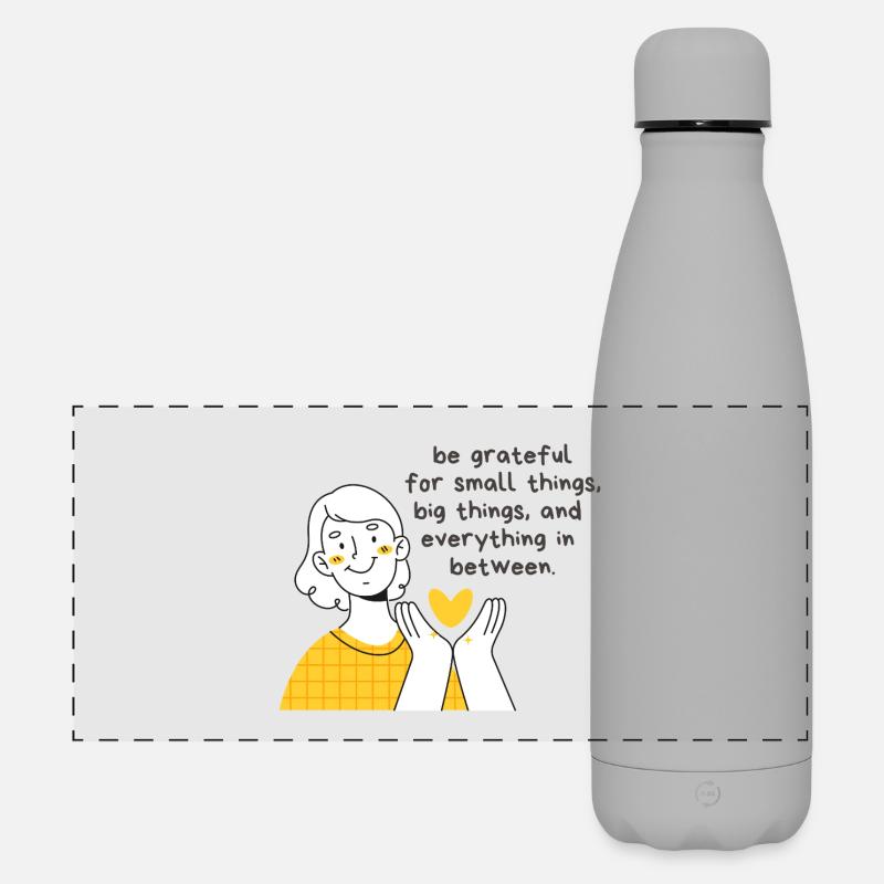 Be Grateful for Small Things, Big Things - Matte Panorama Isolierflasche 500 ml - Grau
