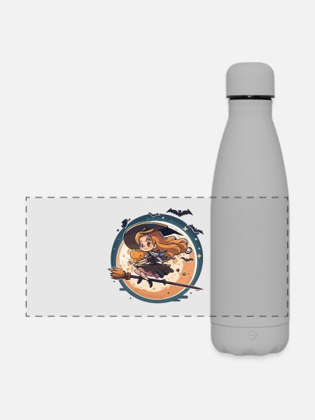 Mondlicht-Hexe auf Besen - Matte Panorama Isolierflasche 500 ml - Grau