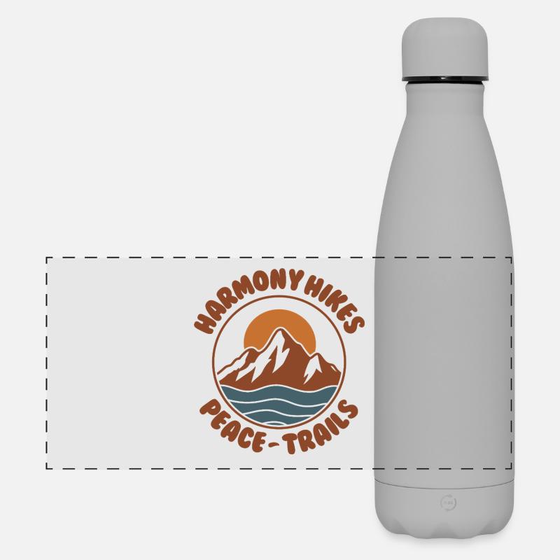 Harmonische Wanderung Berg Design Retro - Matte Panorama Isolierflasche 500 ml - Grau