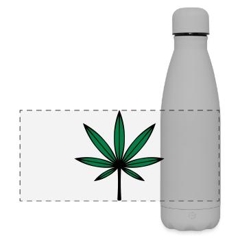 Cannabis / Marihuana / Hanfblatt (2C) - Matte Panorama Isolierflasche 500 ml - Grau - Vorne