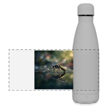 Une guêpe avec réflexion Photographie macro élégante - Gourde isotherme panoramique mate 500 ml - gris - Devant