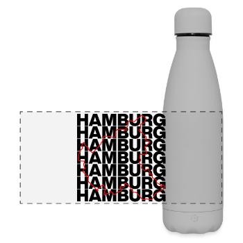 HAMBURG UMRISS, HAMBURGLIEBE HH MOIN - Matte Panorama Isolierflasche 500 ml - Grau - Vorne