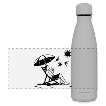 Relaxing in a deck chair on the beach - Matte Panoramic Thermal Bottle 500 ml - grey - Front