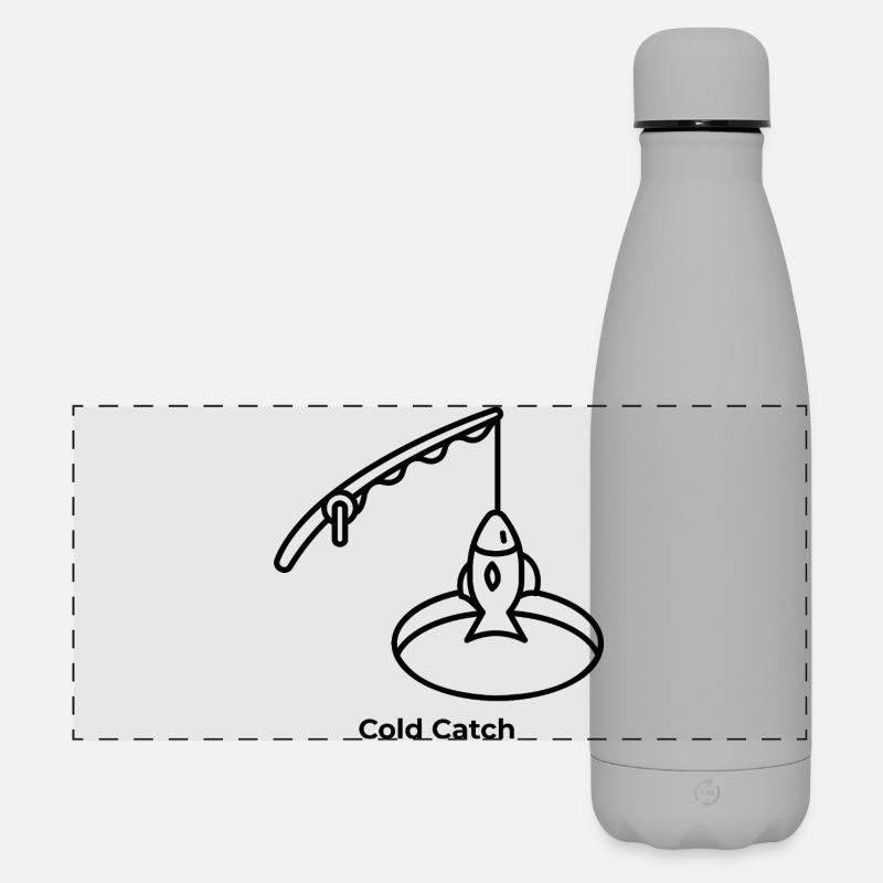 Eis Fischen "cold catch" - Matte Panorama Isolierflasche 500 ml - Grau
