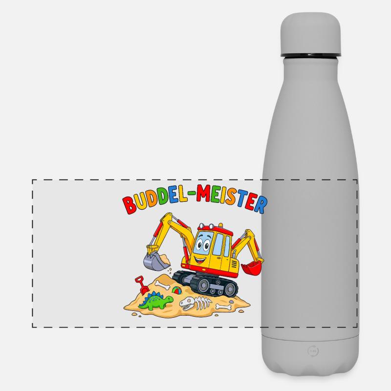 Buddel-Meister Dino-Abenteuer - Matte Panorama Isolierflasche 500 ml - Grau