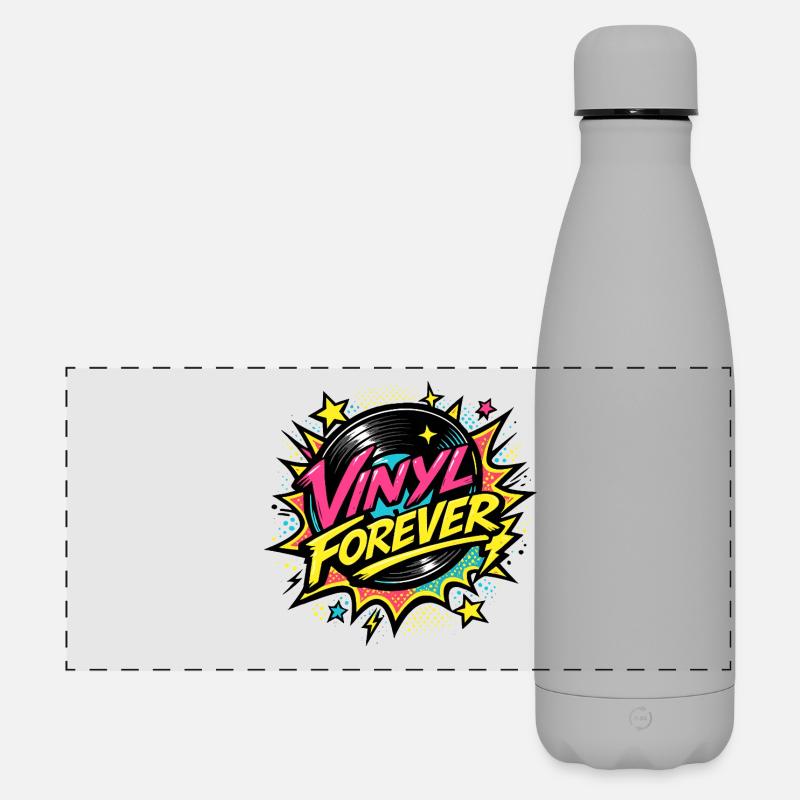 Vinyl Forever Retro Pop - Matte Panoramic Thermal Bottle 500 ml - grey