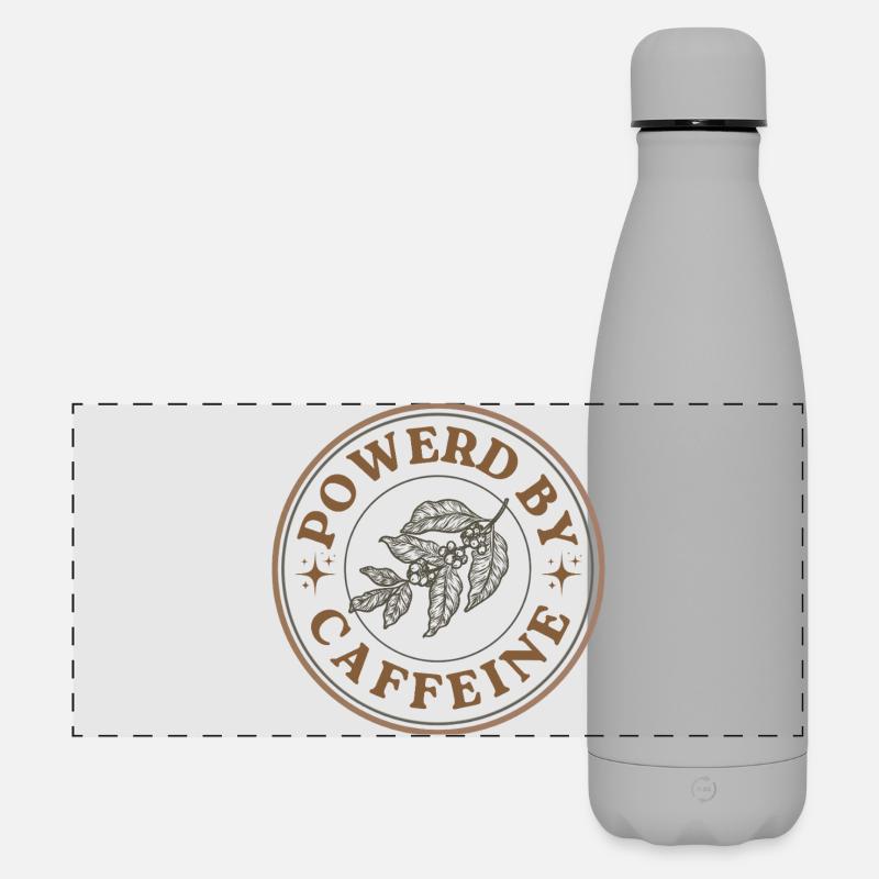 Powered by Caffeine Vintage Coffee Badge Design - Matte Panoramic Thermal Bottle 500 ml - grey