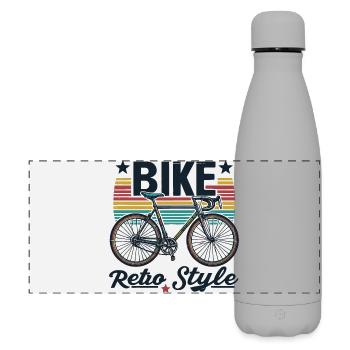 Retro Bike Design with Vibrant Stripes - Matte Panoramic Thermal Bottle 500 ml - grey - Front
