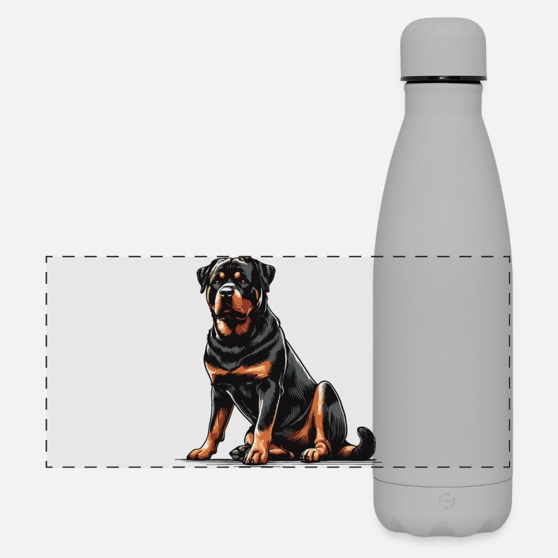 Rottweiler - Matte Panorama Isolierflasche 500 ml - Grau