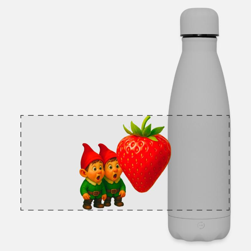 Zwerge und Erdbeere - Matte Panorama Isolierflasche 500 ml - Grau