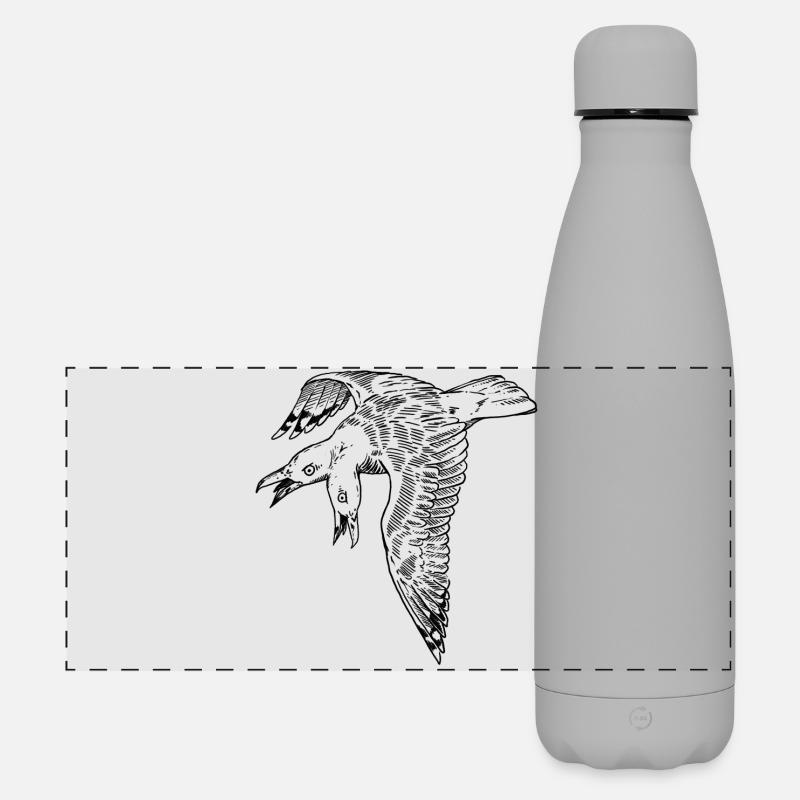 Zweiköpfige Möwe - Matte Panorama Isolierflasche 500 ml - Grau