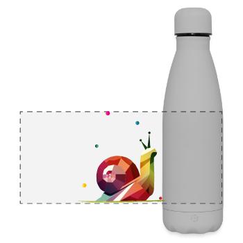 colorful snail in geometric design - Matte Panoramic Thermal Bottle 500 ml - grey - Front