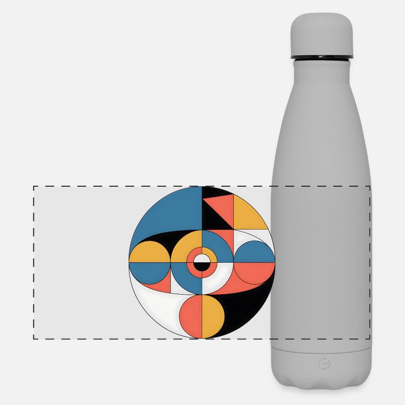 Abstract Geometric - Matte Panoramic Thermal Bottle 500 ml - grey