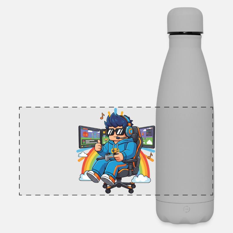 Cooler Streamer, der Spiele spielt - Matte Panorama Isolierflasche 500 ml - Grau