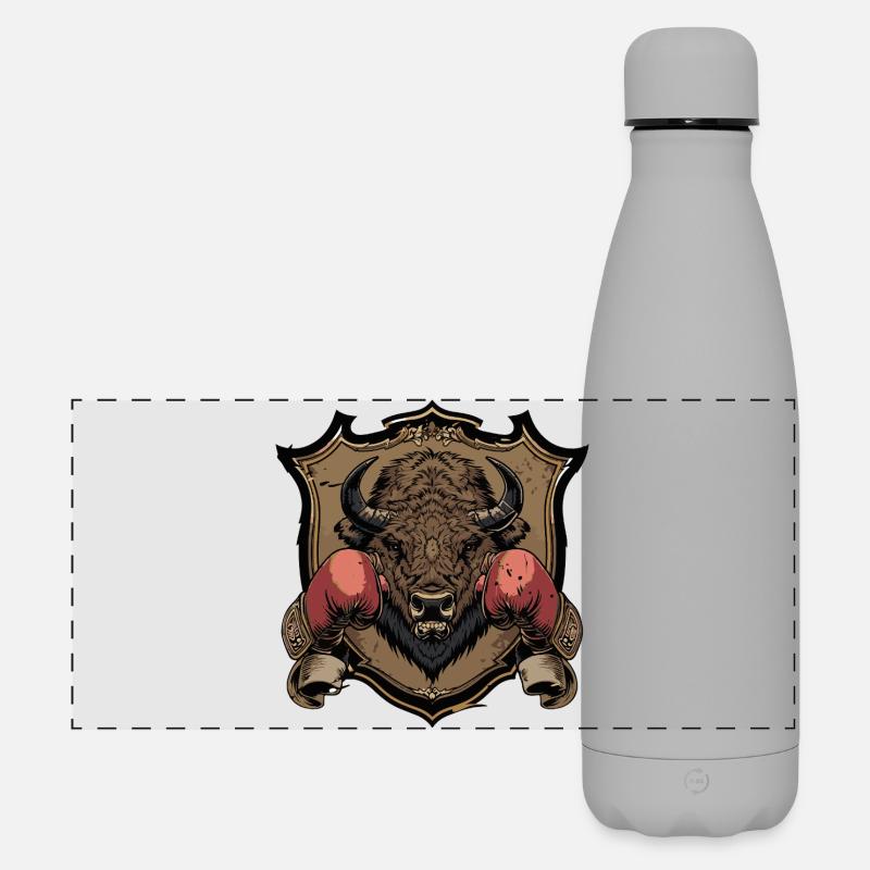 Bison Boxer MMA - Matte Panoramic Thermal Bottle 500 ml - grey