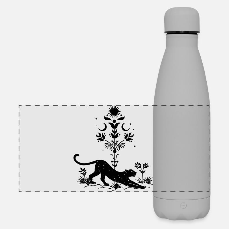 Cosmic Leopard Boho - Matte Panorama Isolierflasche 500 ml - Grau