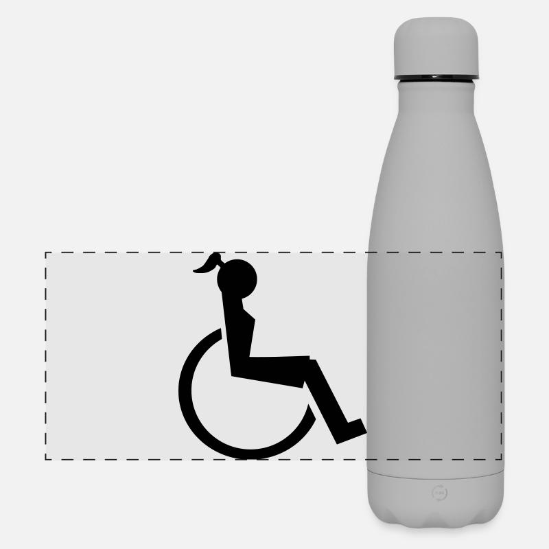 Dame im Rollstuhl Illustration # - Matte Panorama Isolierflasche 500 ml - Grau