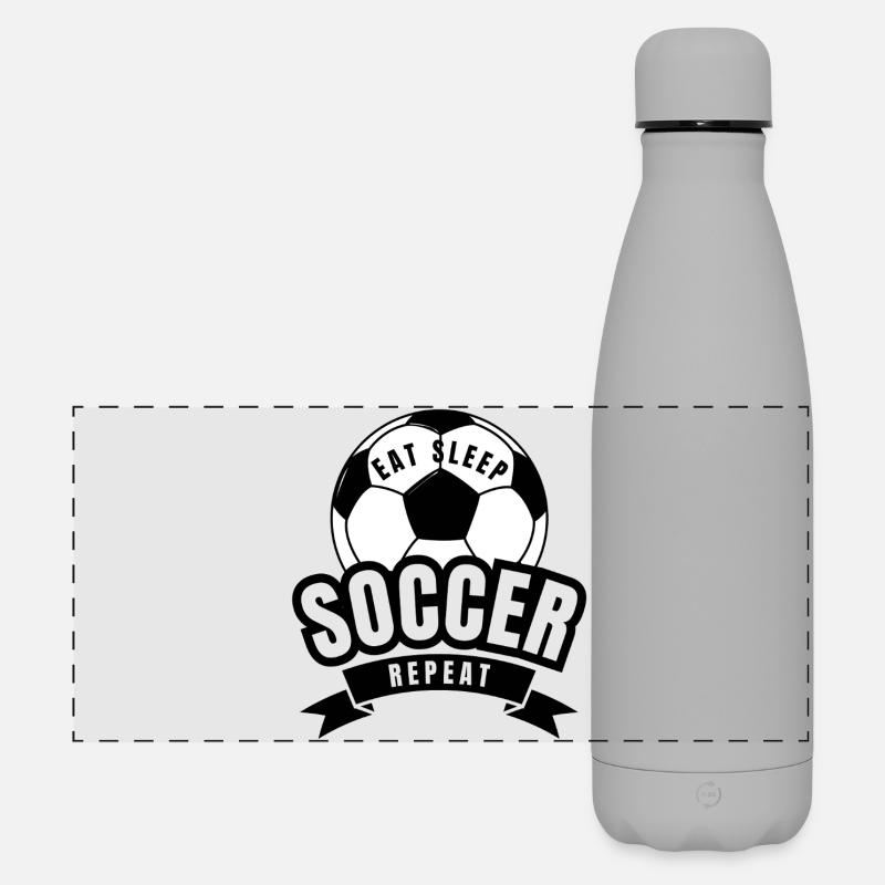 EAT SLEEP SOCCER REPEAT - Matte Panoramic Thermal Bottle 500 ml - grey