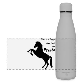 Ruf der Pferde Pferd Reiter Tier Reiten Geschenk - Matte Panorama Isolierflasche 500 ml - Grau - Vorne