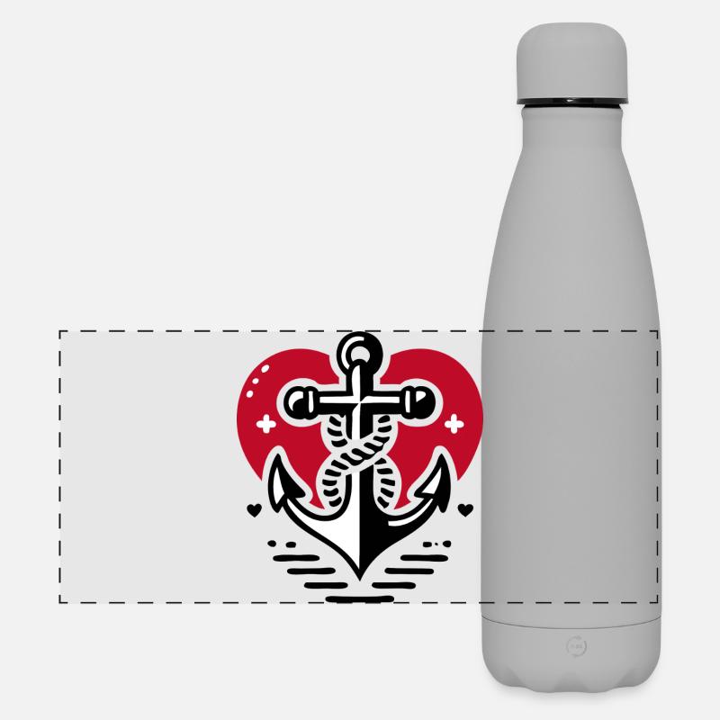 Heart Cross Anchor - Matte Panoramic Thermal Bottle 500 ml - grey