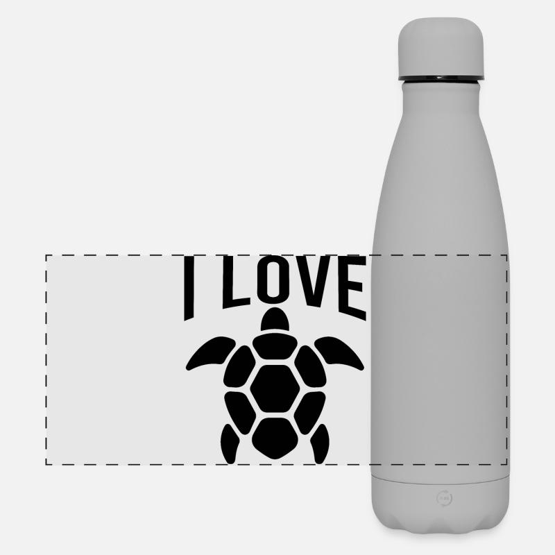 I Love Turtles - Matte Panorama Isolierflasche 500 ml - Grau