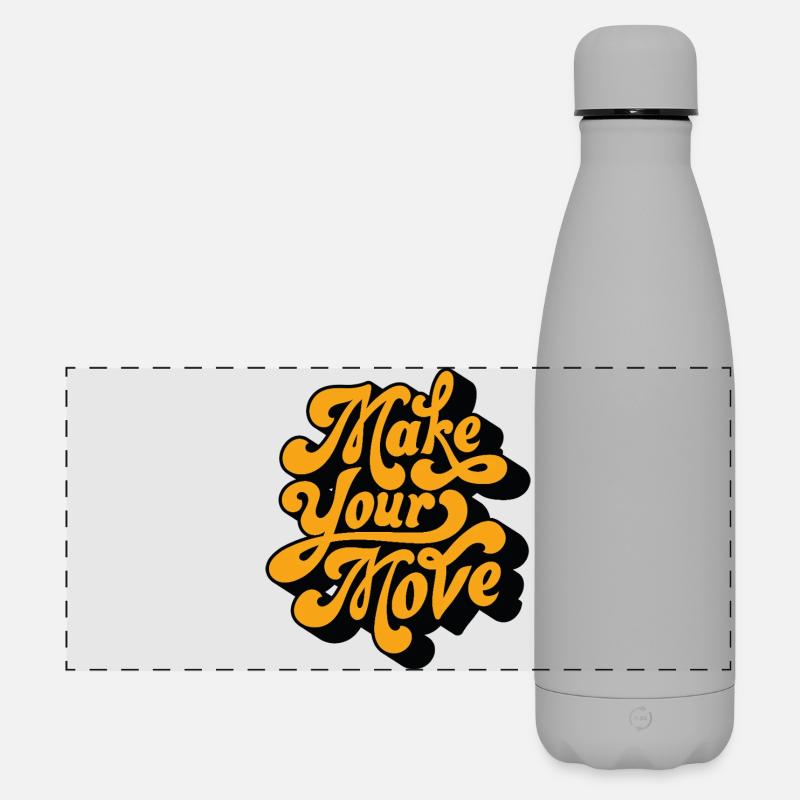 Make Your Move Retro-Skript - Matte Panorama Isolierflasche 500 ml - Grau