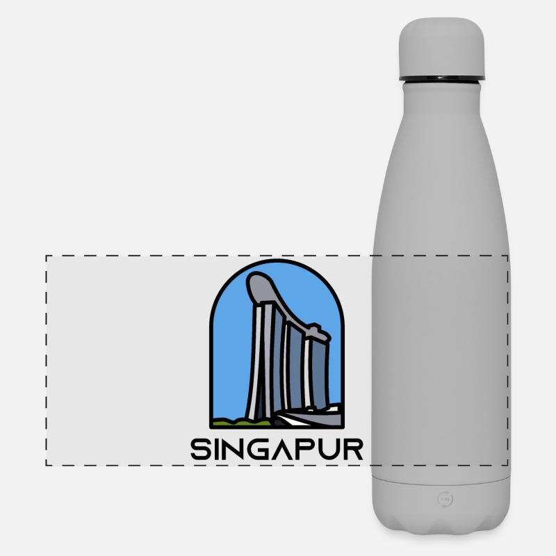Singapur - Marina Bay Sands - Matte Panorama Isolierflasche 500 ml - Grau