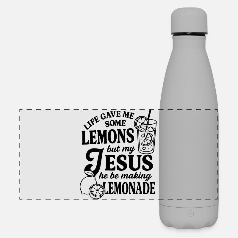 Das Leben gab mir Zitronen - Matte Panorama Isolierflasche 500 ml - Grau