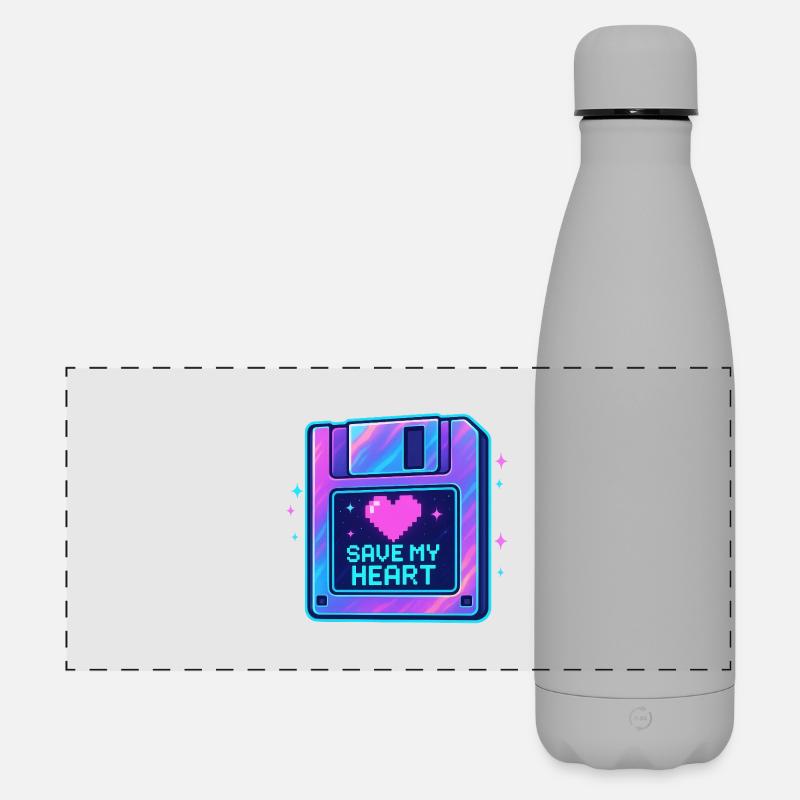 Pixel Heart Save My Heart - Matte Panoramic Thermal Bottle 500 ml - grey