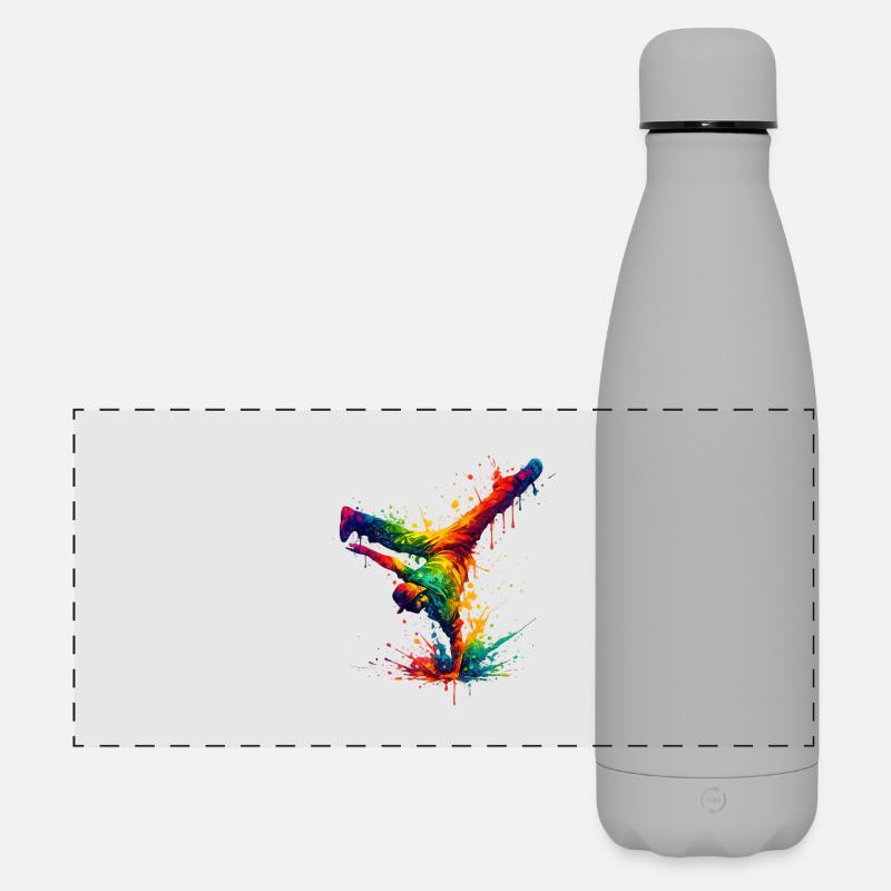 Hand Splashed Rainbow Dance - Matte Panoramic Thermal Bottle 500 ml - grey