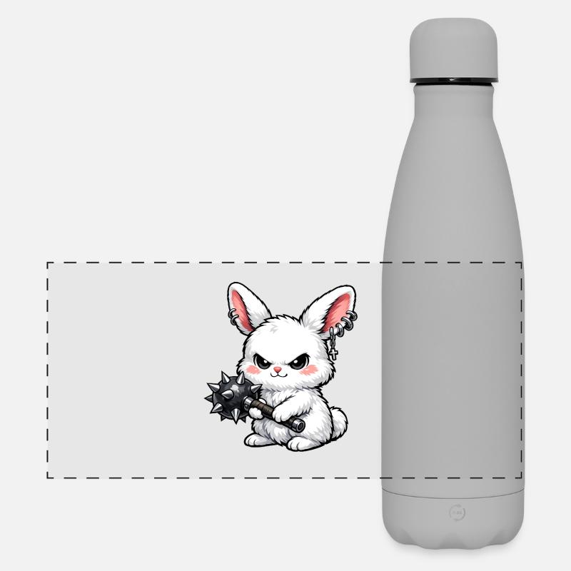 Cuddly bunny with spiked hammer - Matte Panoramic Thermal Bottle 500 ml - grey