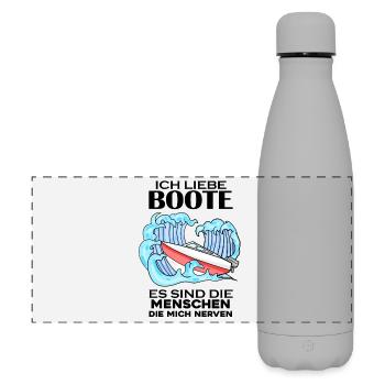 Motorboot Kapitän Bootsführerschein - Matte Panorama Isolierflasche 500 ml - Grau - Vorne