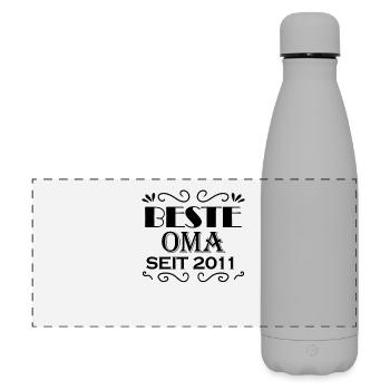 Beste Oma seit 2011 - Oma Geschenk - Matte Panorama Isolierflasche 500 ml - Grau - Vorne