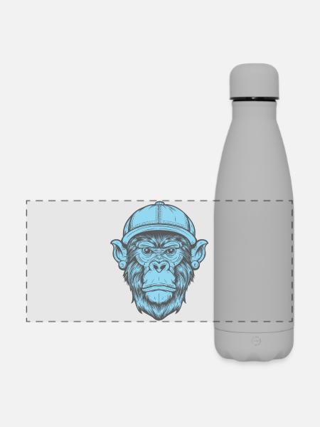 Funky Affe - Matte Panorama Isolierflasche 500 ml - Grau