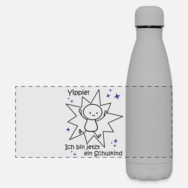 Yippie Schulkind - Matte Panorama Isolierflasche 500 ml - Grau