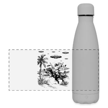 Jesus Dinosaur Fantasy Humor Religion Meme - Matte Panoramic Thermal Bottle 500 ml - grey - Front