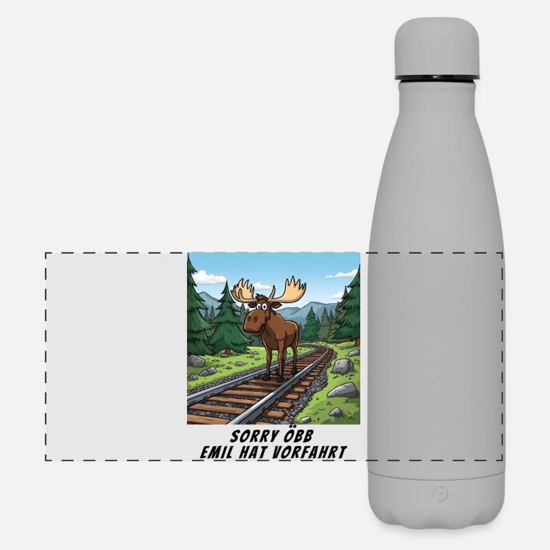 Sorry Bahn - Emil hat hier Vorfahrt - Matte Panorama Isolierflasche 500 ml - Grau
