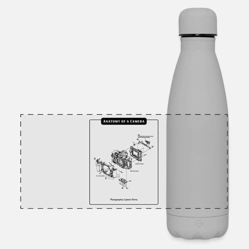 Anatomie der Kamera Silhouette - Matte Panorama Isolierflasche 500 ml - Grau