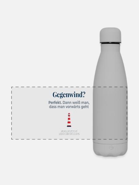 Gegenwind? Perfekt – Vorwärts geht’s! - Matte Panorama Isolierflasche 500 ml - Grau