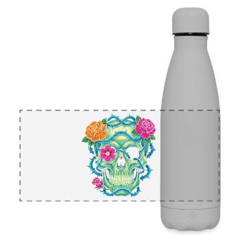 Crâne Floral - skull art - Gourde isotherme panoramique mate 500 ml - gris - Devant